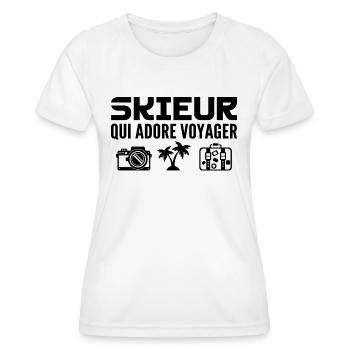 Voyageurs & Skieurs : Passion & Découverte - T-shirt sport Femme - blanc - Devant - AI Model Female 172 dark (172cm)