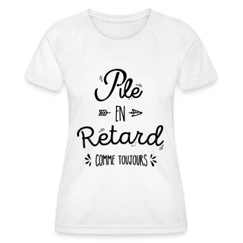 Pile en retard - T-shirt sport Femme - blanc - Devant - AI Model Female 172 dark (172cm)