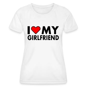 I love my girlfriend - T-shirt sport Femme - blanc - Devant - AI Model Female 172 dark (172cm)