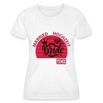 Married Hochzeit Braut Bride Party Time Ring - Frauen Funktions-T-Shirt - Weiß - Vorne - AI Model Female 172 dark (172cm)