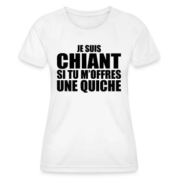 Mann, der anbetet: Quiche. Lustiger Design-Humor - Frauen Funktions-T-Shirt - Weiß - Vorne - AI Model Female 172 dark (172cm)