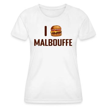 I Love Malbouffe - T-shirt sport Femme - blanc - Devant - AI Model Female 172 dark (172cm)