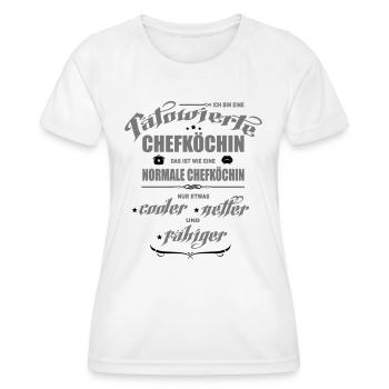 Chefköchin mit Tattoos. Tätowierte Köchin. - Frauen Funktions-T-Shirt - Weiß - Vorne - AI Model Female 172 dark (172cm)