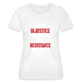 Cadeau de démonstration de la Résistance Revolution - T-shirt sport Femme - blanc - Devant - AI Model Female 172 dark (172cm)