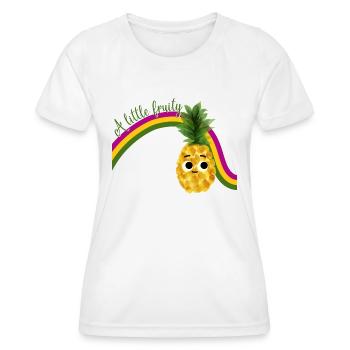 Ananas doux avec arc-en-ciel et texte Restez fruité - T-shirt sport Femme - blanc - Devant - AI Model Female 172 dark (172cm)