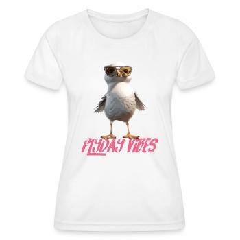 Möwe Flyday Vibes Cool Süß Sommer Urlaub - Frauen Funktions-T-Shirt - Weiß - Vorne - AI Model Female 172 dark (172cm)