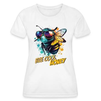 Graffiti Hummel mit Sonnenbrille Bee Cool Honey - Frauen Funktions-T-Shirt - Weiß - Vorne - AI Model Female 172 dark (172cm)