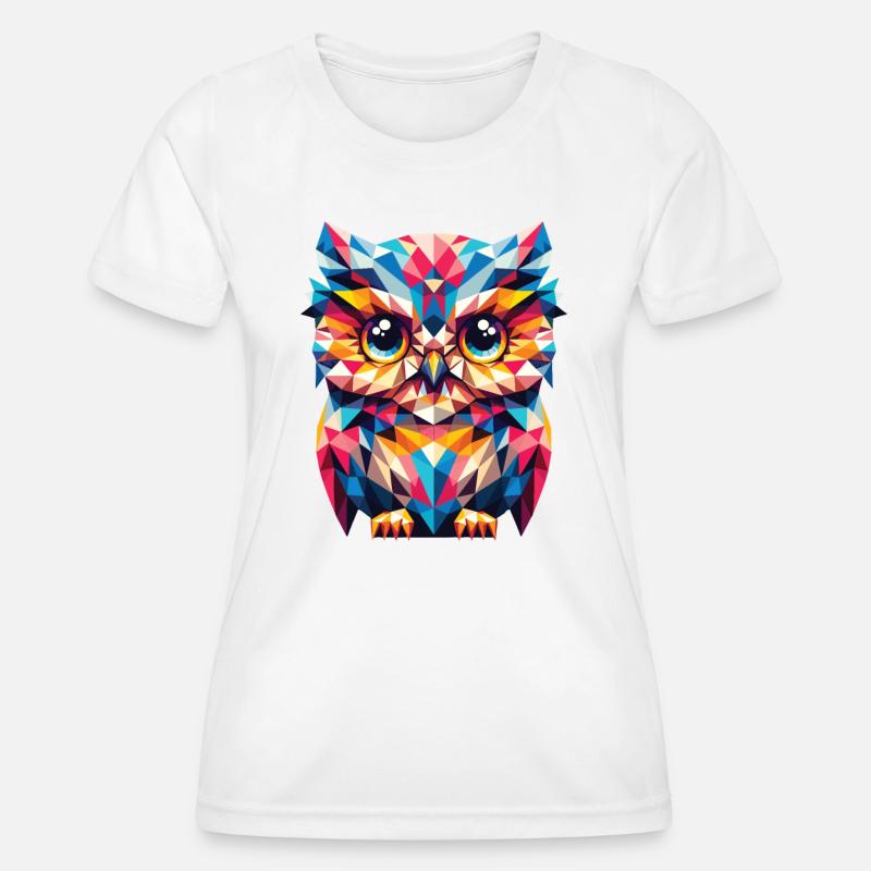 Polygon Eule geometrisch - Frauen Funktions-T-Shirt - Weiß