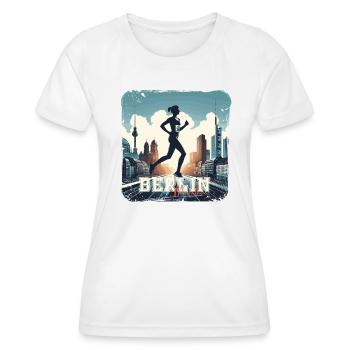 Berlin Marathon Läuferin Laufshirt für Frauen - Frauen Funktions-T-Shirt - Weiß - Vorne - AI Model Female 172 dark (172cm)