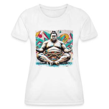 Praying Buddha Ringer Street Art Style - Women's Functional T-Shirt - white - Front - AI Model Female 172 dark (172cm)