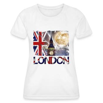 London England UK Flag Big Ben Tower Bridge - Women's Functional T-Shirt - white - Front - AI Model Female 172 dark (172cm)