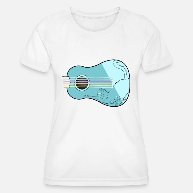 Guitar Cat - Women's Functional T-Shirt - white