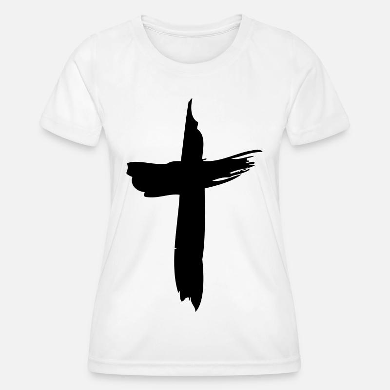 jesus cross painted - Women's Functional T-Shirt - white