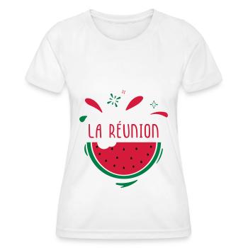 La Réunion - T-shirt sport Femme - blanc - Devant - AI Model Female 172 dark (172cm)