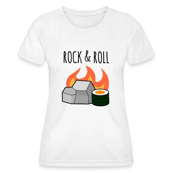 Rock N' Roll, Stone und Maki Sushi Roll Wortspiel - Frauen Funktions-T-Shirt - Weiß - Vorne - AI Model Female 172 dark (172cm)
