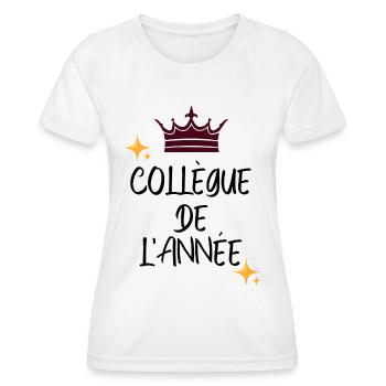 collègue de l'année cadeau - T-shirt sport Femme - blanc - Devant - AI Model Female 172 dark (172cm)