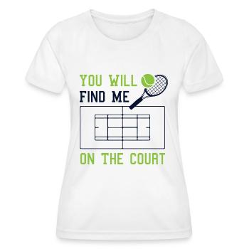 Tennisspieler-Schläger auf dem Tennisplatz - Frauen Funktions-T-Shirt - Weiß - Vorne - AI Model Female 172 dark (172cm)