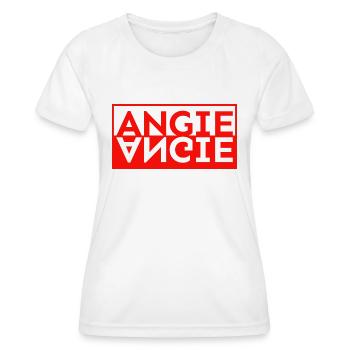 Text Spiegel Nachname Vorname Angie - Frauen Funktions-T-Shirt - Weiß - Vorne - AI Model Female 172 dark (172cm)