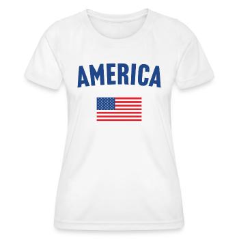 Amerika Flagge - Frauen Funktions-T-Shirt - Weiß - Vorne - AI Model Female 172 dark (172cm)