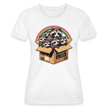 Waschbär adoptieren Eine Straßenkatze Niedliche Tierliebhaber - Frauen Funktions-T-Shirt - Weiß - Vorne - AI Model Female 172 dark (172cm)