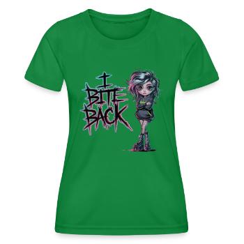 Rebellisches Gothic Girl – I Bite Back - Frauen Funktions-T-Shirt - Kelly Green - Vorne - AI Model Female 172 dark (172cm)