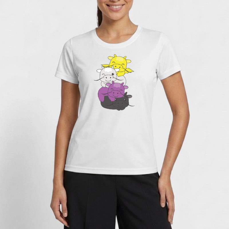Nonbinary Flag Pride LGBTQ Cute Dragon Stack Women's Functional T-Shirt