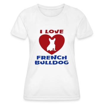 J’aime Bouledogue Français Chien Mignon - T-shirt sport Femme - blanc - Devant - AI Model Female 172 dark (172cm)
