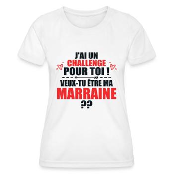 Nouveau Challenge Veux-tu être ma Marraine? - T-shirt sport Femme - blanc - Devant - AI Model Female 172 dark (172cm)