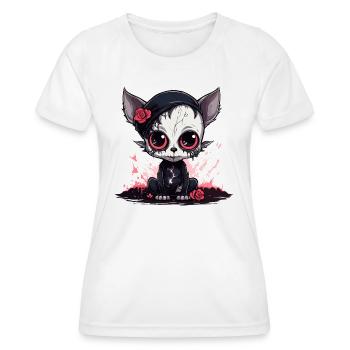 Chaton gothique Emo mignon - T-shirt sport Femme - blanc - Devant - AI Model Female 172 dark (172cm)