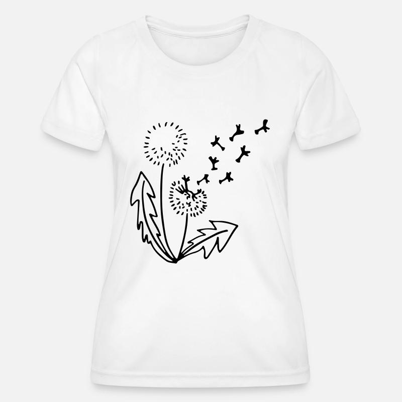 Dandelion dandelion line drawing - Women's Functional T-Shirt - white