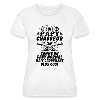 Un Papy Chasseur comme un Papy Normal Cadeau Papy - T-shirt sport Femme - blanc - Devant - AI Model Female 172 dark (172cm)
