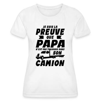 Papa Bébé Nourrisson Enfant Camion Routier - T-shirt sport Femme - blanc - Devant - AI Model Female 172 dark (172cm)