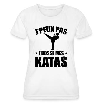 Je Peux Pas Je Bosse Mes Katas - T-shirt sport Femme - blanc - Devant - AI Model Female 172 dark (172cm)
