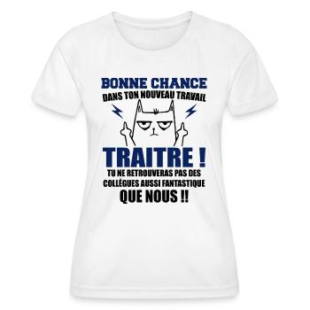 Departure Colleague Coworkers Gift Traitor Cat - Women's Functional T-Shirt - white - Front - AI Model Female 172 dark (172cm)