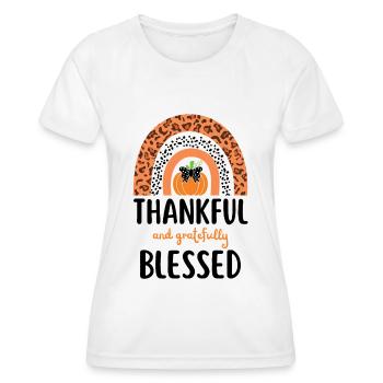 Reconnaissante, l’automne béni laisse de la gratitude - T-shirt sport Femme - blanc - Devant - AI Model Female 172 dark (172cm)