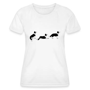 sit down up border collie - T-shirt sport Femme - blanc - Devant - AI Model Female 172 dark (172cm)