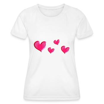 vier Herzen pink glitzer glänzend - Frauen Funktions-T-Shirt - Weiß - Vorne - AI Model Female 172 dark (172cm)