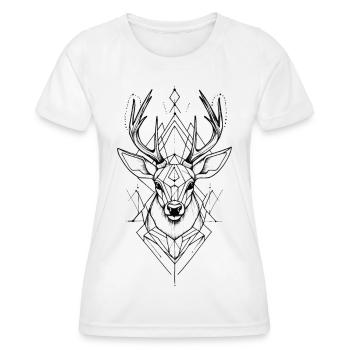 Hirsch Hirschgeweih Geometrisch Tier Wald Natur - Frauen Funktions-T-Shirt - Weiß - Vorne - AI Model Female 172 dark (172cm)