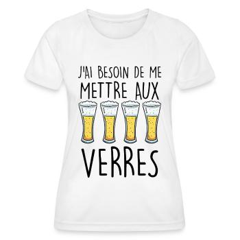 Apéritif Idée Cadeau Homme Se Mettre Aux Verres - T-shirt sport Femme - blanc - Devant - AI Model Female 172 dark (172cm)