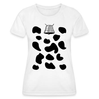 Costume de vache cloche de vache taches motif carnaval animal - T-shirt sport Femme - blanc - Devant - AI Model Female 172 dark (172cm)