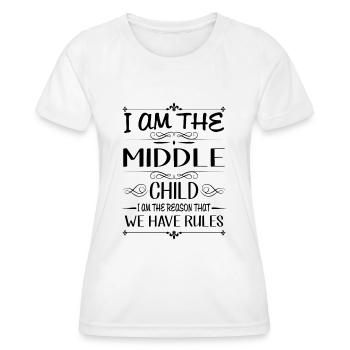 I am the middle child the reason we have rules - Funktionsshirt til damer - hvid - Foran - AI Model Female 172 dark (172cm)