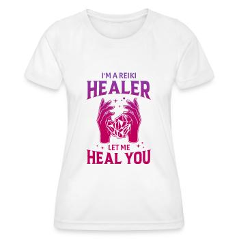 Médecine Reiki Guérisseur Énergie Positive - T-shirt sport Femme - blanc - Devant - AI Model Female 172 dark (172cm)