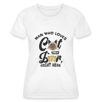L’homme, les chats et la consommation de bière - T-shirt sport Femme - blanc - Devant - AI Model Female 172 dark (172cm)