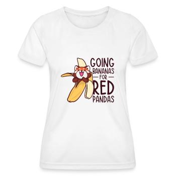 Cute Animal Red Panda Banana Fruit Wildlife Foodie - Women's Functional T-Shirt - white - Front - AI Model Female 172 dark (172cm)