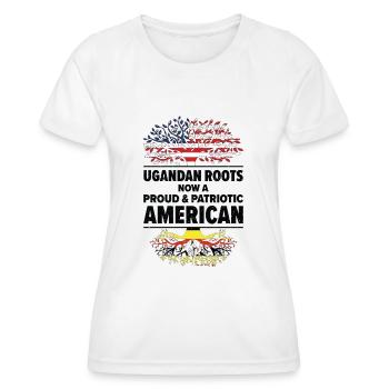 Ugandan American Patriot USA Grown Uganda US Flag - Women's Functional T-Shirt - white - Front - AI Model Female 172 dark (172cm)