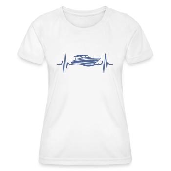 Motor Boat Heartbeat Motorboating Captain - Women's Functional T-Shirt - white - Front - AI Model Female 172 dark (172cm)