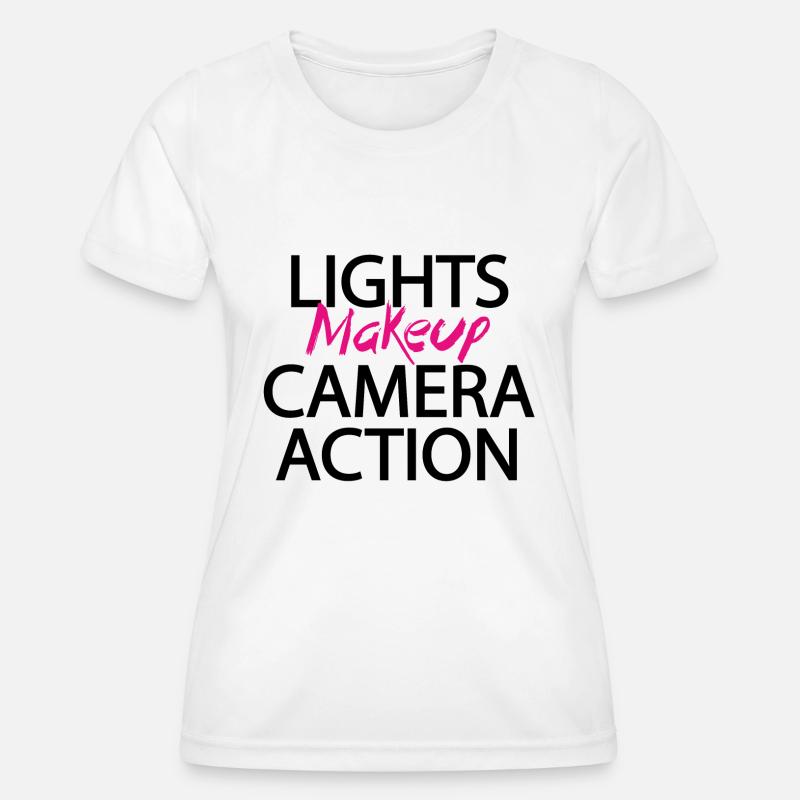Lights makeup camera action - Women's Functional T-Shirt - white