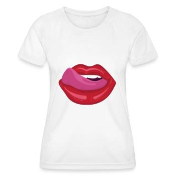 Bouche ouverte avec la langue - T-shirt sport Femme - blanc - Devant - AI Model Female 172 dark (172cm)