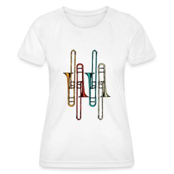 Posaune Vintage Geschenk für Posaunenspieler - Frauen Funktions-T-Shirt - Weiß - Vorne - AI Model Female 172 dark (172cm)