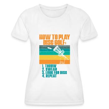 Comment jouer au Disc Golf Frisbee Golf Frolf - T-shirt sport Femme - blanc - Devant - AI Model Female 172 dark (172cm)